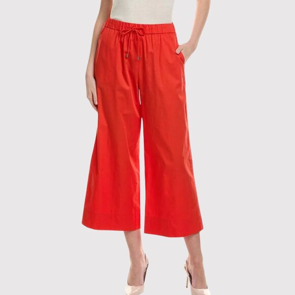 Max Mara Womens Red Leisure Cannone Trouser Cropped Hi Rise Wide Leg Medium - Picture 1 of 13